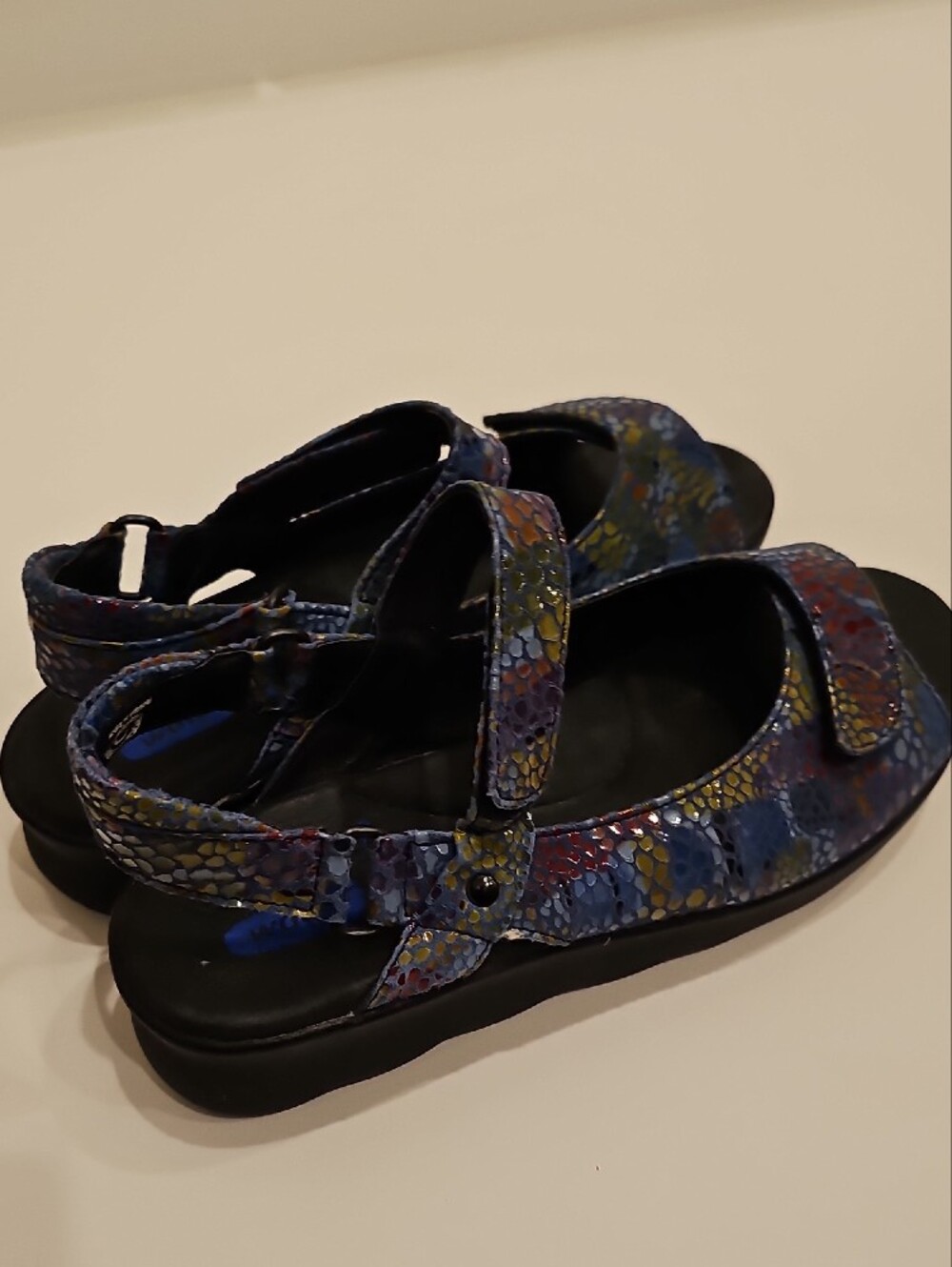 Wolky Jewel Fantasy Pichu Blue Multi-Color Snake-Print Adjustable Strap Sandals - Picture 5 of 9